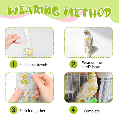 3-Packs Bird Diaper Flight Suit, Lightweight Reusable Washable Elastic-Straps Parrot Clothes for Peony/Monk Parakeet