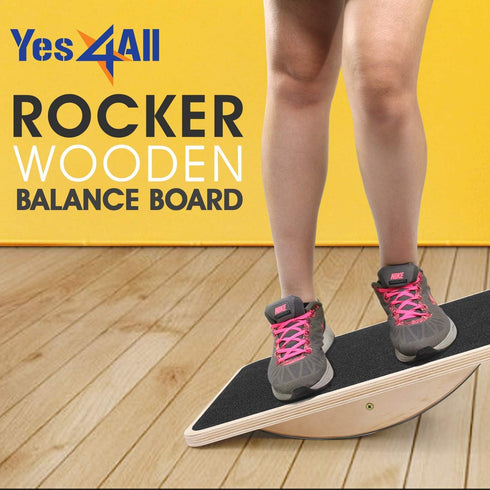 Yes4All 350LBS Professional Wooden Balance Board, Anti-Slip Rocker Board for Leg Workout, Wobble Board