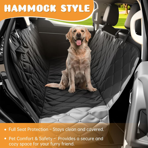 100% 600D (54" 59" Dog Car Seat Cover for Back Seat Waterproof, Long-Lasting and Soft Nonslip Backseat Dog Cover
