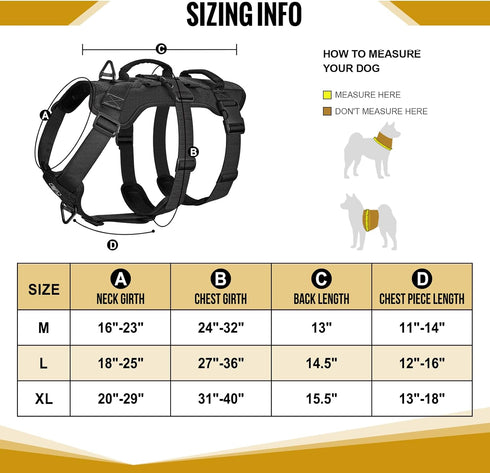 OneTigris Escape Proof Dog Harness, Tactical No Pull Harness for Large Dogs, Multi-Use Support with Handles