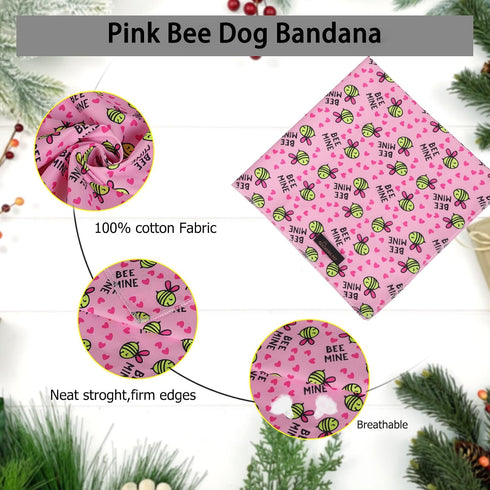 ARING PET Bee Dog Bandanas, Spring Yellow Pink Bees Pet Bandana Scarf Triangle Bibs for Puppy Small Medium Large Boy