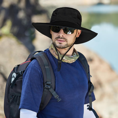 Sun Hat for Men/Women, Waterproof UPF 50+ Fishing Wide Brim Bucket Hat Foldable Boonie for Hiking Garden Safari Beach