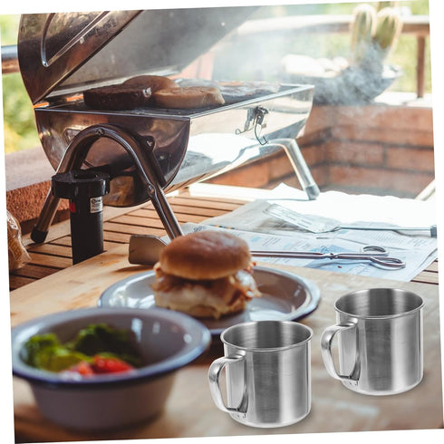 1set Happyyami Outdoor Cooking Pot Stainless Steel Cookware for Camping Hiking and Picnics Lightweight Easy to Clean