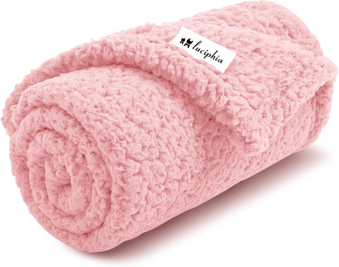 Luciphia Premium Fleece Dog Puppy Blanket, Soft Sherpa Calming Cat Blanket for Small Medium Dogs and Cats (Pink, 41x31
