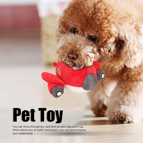 Interactive Plush Airplane Dog Toy - Red