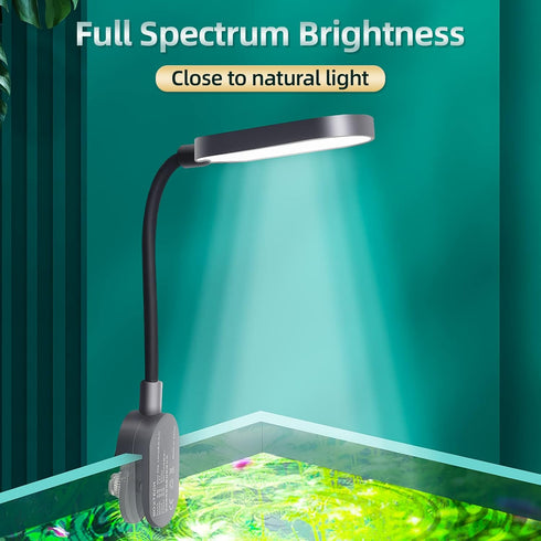 UPETTOOLS Aquarium Light with Adapter LED Clip on Fish Tank Light Small Full Spectrum USB Light 360° Rotation Lighting 5W by UPETTOOLS