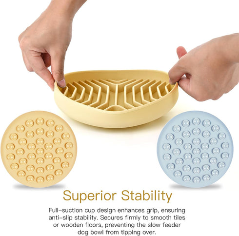 Slow Feeder Dog Bowls 2PCS, Puzzle Silicone Feeding Bowls with Suction Cups, Anti-Choking Design for Medium Small Dogs