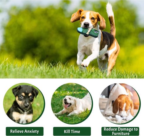 WishLotus Shoes-Shaped Dog Squeaky Toys, Tear-Resistant Plush Toys for Teeth Grinding & Boredom Relief (Green)
