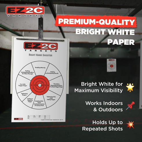 EZ2C 11"x17" 25 USA Made Right Hand/Left Hand Shooting Range Diagnostic Training Paper Target Tear-Off Pad