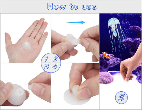 WishLotus 2 PCS Jellyfish Fish Tank Decorations, Simulation Jellyfish Plant Ornament for Various Aquariums (S, Pink)