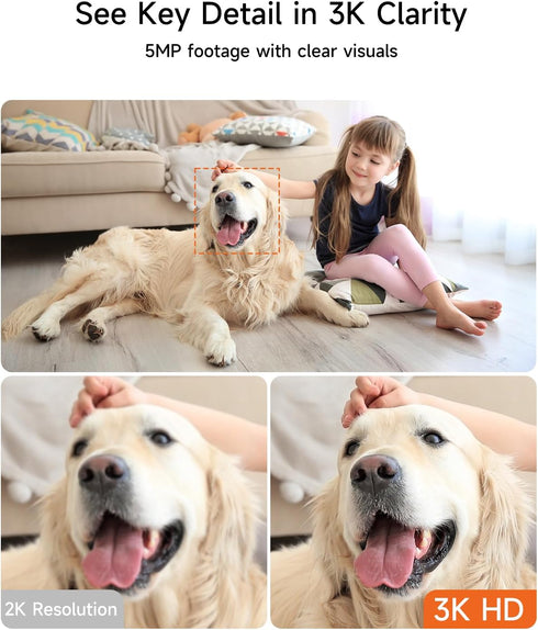 CINMOORE 2 Pack 5G 3K 5MP 2-Way 2.4G/5G Pet Camera Indoor with Phone App, Cat Dog Camera with Speaker, Cameras for Home