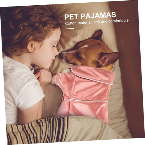Dog Pajamas Bathrobe, Girls Sleepwear Clothes for Small Dogs, Pink Cotton