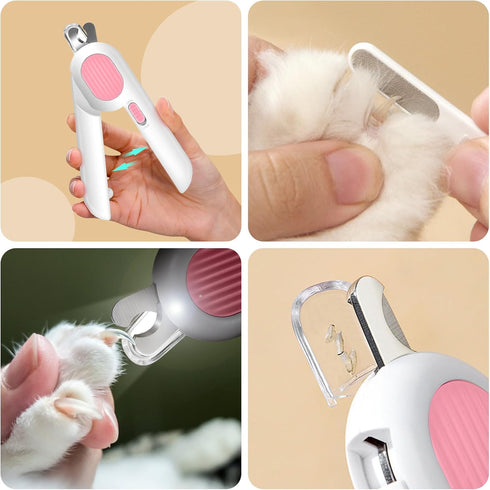 Trimmer Odoland Cat Nail Clipper with LED Light and Nail File, Dog Claw with Bright Light to Avoid Excessive Cutting