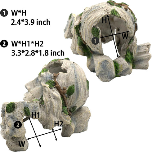 Reptile Cave Hideout Tank Accessories, Aquarium Hideaway Cave Decorations for Amphibians, Betta Fish, Shrimp, Lizards