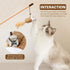 3-Piece Natural Wooden Cat Teaser Wand Toy Kit, 5 Silvervine Sticks and Elastic String Cat Pole Toy with Bell and