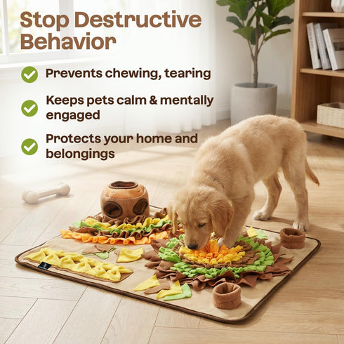3124 Interactive Dog Snuffle Mat for Slow Feed & Digestion Support - Large in, Multicolor Mat with Washable Fleece