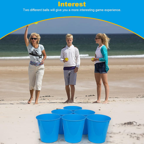 Giant Yard Pong Bucket Game, Throwing Toss Set for Beach, Pool, Family, BBQ, Indoor Outdoor Fun