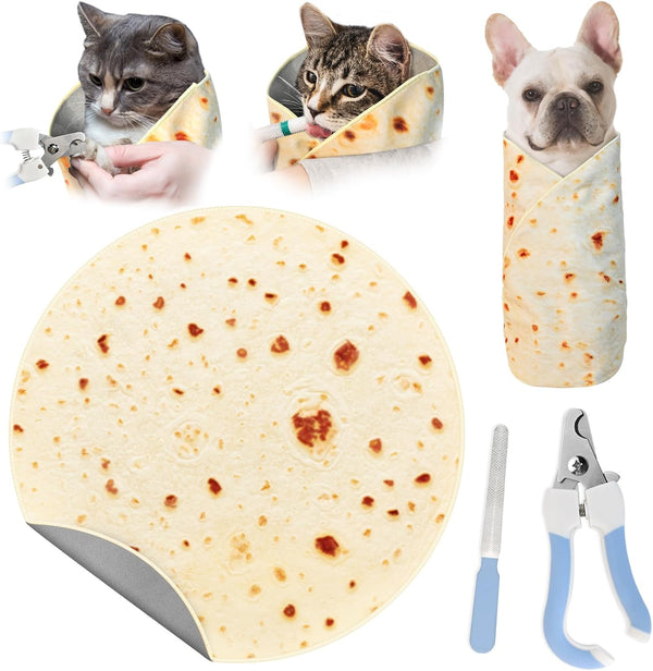 31.5" Large Cat Grooming Wrap for Cutting Nails, Self-Stick Dog Cat Burrito