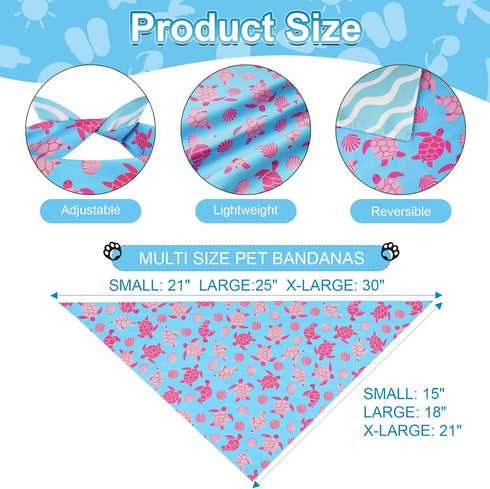 Agroon Summer 2PCS, 4 Dog Bandanas XLarge Pattern Blue Pink Yellow Scarf for Boy and Girl, Triangle Reversible Bibs
