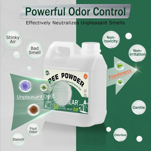ACTICLEAR 2/4lb 60-Second Pee Powder Gel - Rapid Absorption & Odor Neutralizer for Portable Toilets, Camping