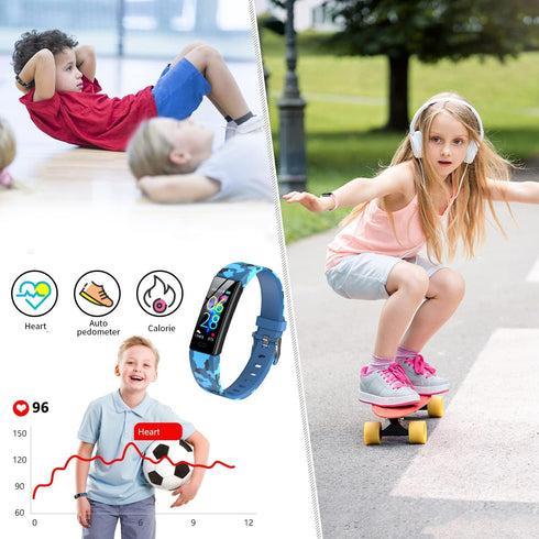 Kids Watch Fitness Tracker, Activity Tracker with Pedometers, Stopwatch, IP68 Waterproof, 11 Sport Modes for Ages 6-16