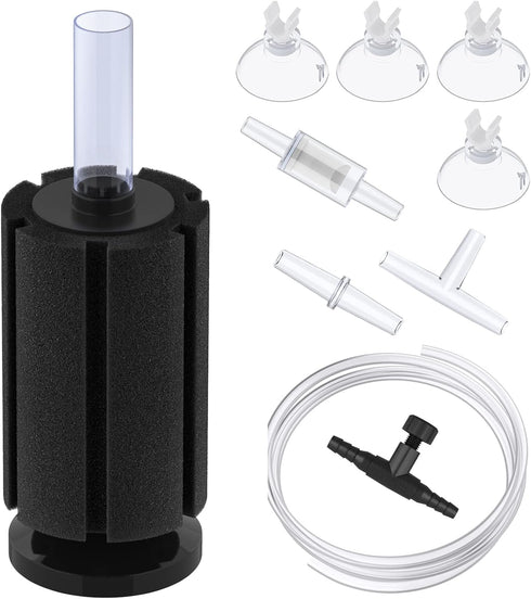 Pawfly Small Fish Foam Filter with Airline Tubing, Suction Cups, Check Valve, and Control Valve for 20 Gallon Tanks