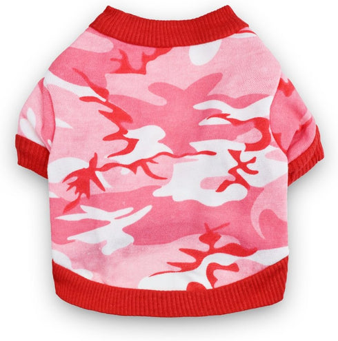 DroolingDog Small Dog T-Shirt, Camo Dog Clothes for Girls, Medium, Pink