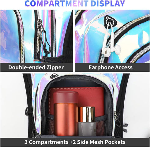 Rave Hydration Backpack, Lightweight Festival Hydration Pack with 2L Water Bladder, Anti Theft Hydration Bag