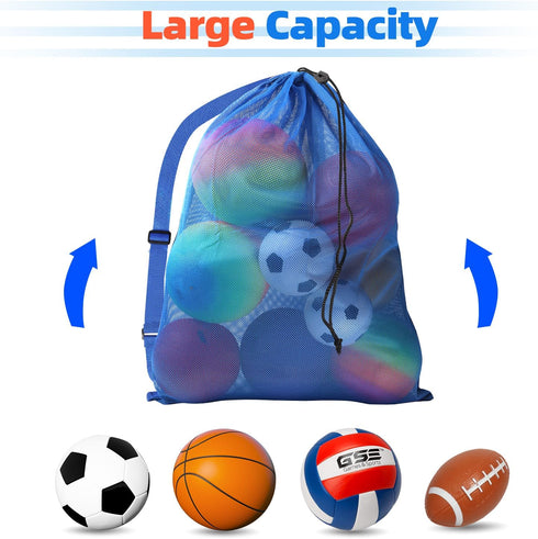 GSE Extra Large Mesh Sports Ball Drawstring Bag for Basketball, Volleyball, Soccer - Sports Equipment Bag for Gym