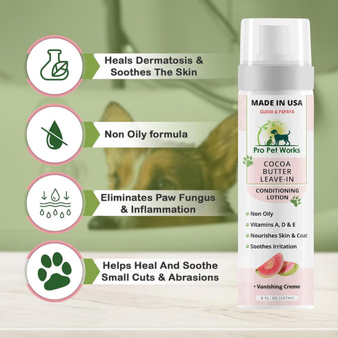 5 in 1 Cocoa Butter Leave-in Conditioner Lotion for Dogs & Cats, Pet Hot Spot Cream for Allergies, Skin Relief
