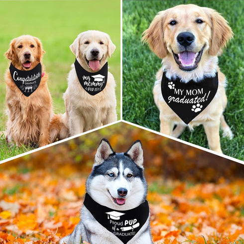 Whaline 2 Pack Graduation Dog Bandana, Reversible Triangle Bibs Adjustable Pet Kerchief Scarf for Everyday Wear