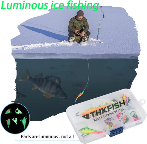 THKFISH Ice Fishing Jigs Kit - Ice Fishing Lures for Walleye, Perch, Panfish, Crappie, 50PCS/31PCS