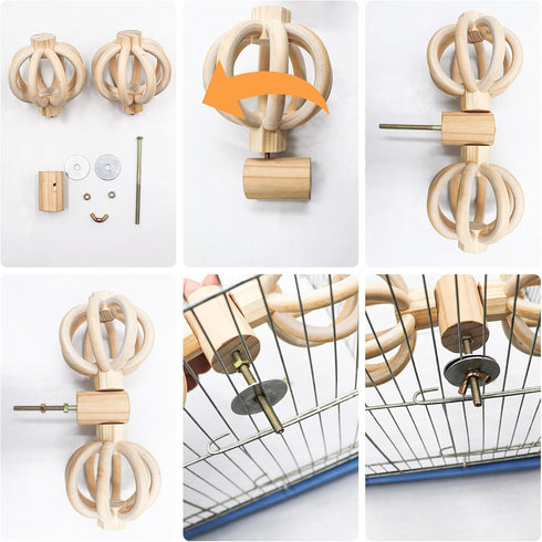 BingegePet Chicken Coop Accessories, Wooden Chicken Feeding Rotating Toys, Chicken Feeders, Enrichment Toys for Hens