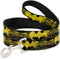 Dog Leash Batman Shield Close Up Sketch Black Yellow, 4 Feet Long, 0.5 Inch Wide