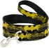 Dog Leash Batman Shield Close Up Sketch Black Yellow, 4 Feet Long, 0.5 Inch Wide