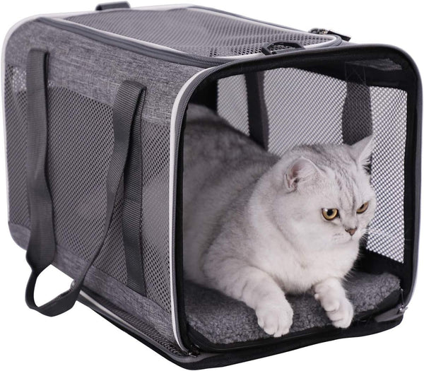 petisfam Easy Load Soft Pet Carrier: Top Entry Bag for Large and Medium Cats, Sturdy, Well-Ventilated, Collapsible