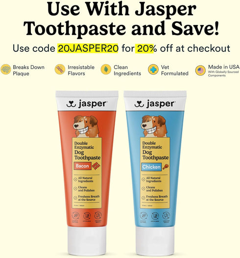 360 2-Pack Jasper Dog Toothbrush, Degree Pet Tooth Brushing Kit, Cat Toothbrush, Canine Dental Care & Teeth Cleaning