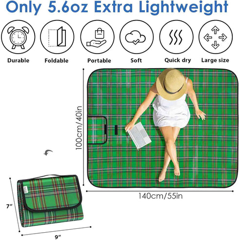 55x40in, Packable Beach Picnic Blanket, Sandproof Waterproof Camping Blankets Large, Outdoor Sandfree Foldable Mat