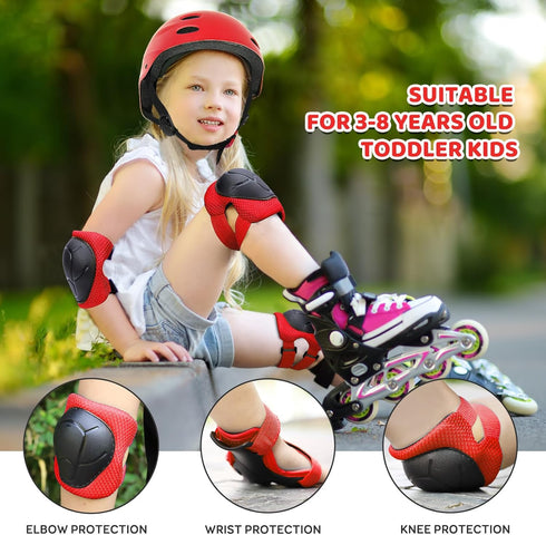 KUYOU Kids Knee Pads Elbow Pads Guards Protective Gear Set Safety Gear for Roller Skates Cycling BMX Bike Skateboard Inline Skatings Scooter Riding Sports.