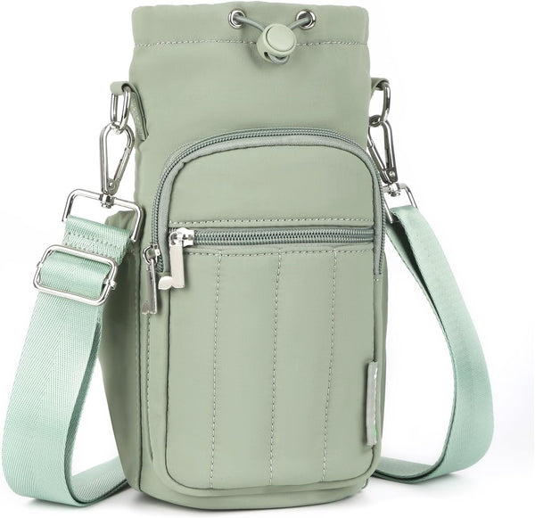 Rueesh Water Bottle Holder Bag with Adjustable Strap, Insulated Bottle Carrier Bag RFID