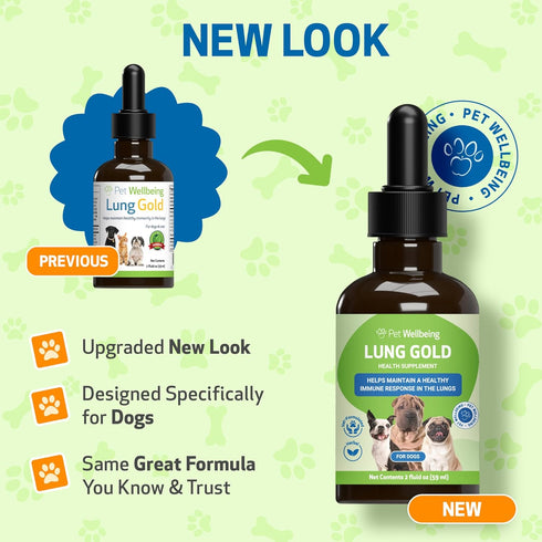 Pet Wellbeing Lung Gold for Dogs, Vet-Formulated Immune Support, 2 oz