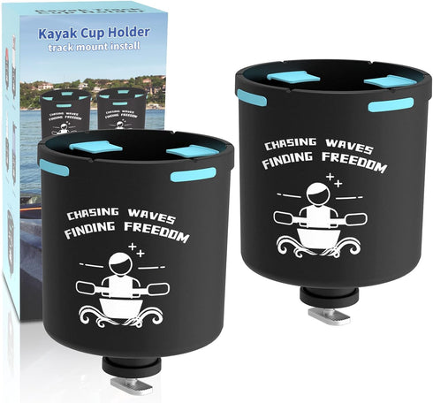 Kayak Cup Holder with Rubber Tabs, Drink Holder, Fishing Tool and Lures Storage, Track Mount Accessories