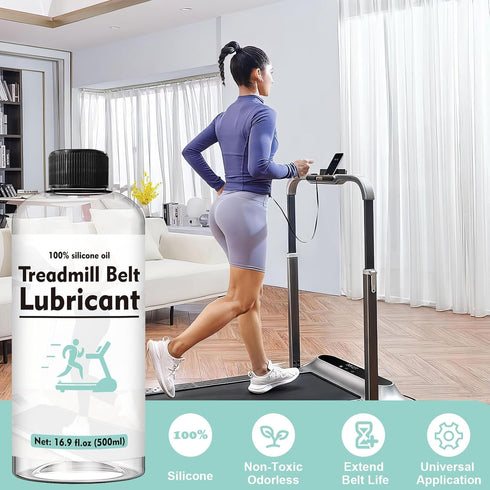 500ml (17oz), 1000cs 100% 7.8" 10ml Treadmill Lubricant for Belt Silicone Oil with Reach Tube & Syringe, Walking Pad