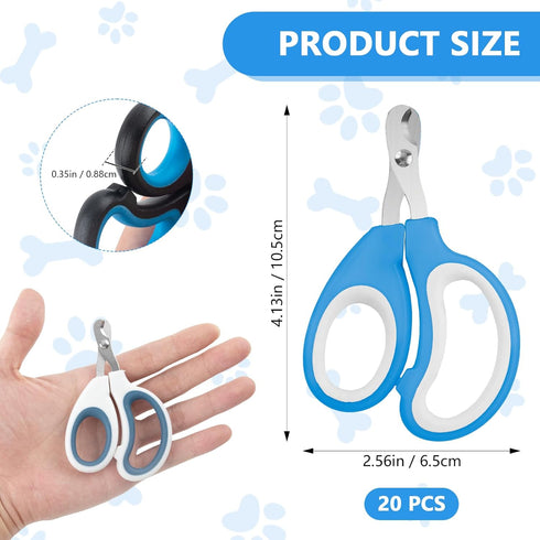 KoMvzyl 20 Trimmer Pcs Cat Nail Clipper Bulk Kitten Claw Pet Nail Cutter Claw Care for Cats, Kittens, Bunny, Puppy