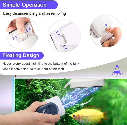 2 AQQA Aquarium Strong Magnetic Cleaner Brush, Fish Tank Glass Algae Magnet Cleaning Tool Floating Cleaner Scrubber