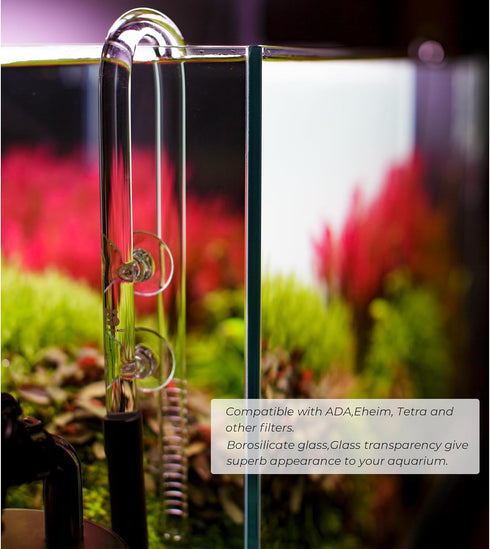 Aquarium Glass Lily Pipe for Canister Filter, Unique Outflow Surface Skimmer, Ideal for Shallow Tanks, 1/2'' Tubing