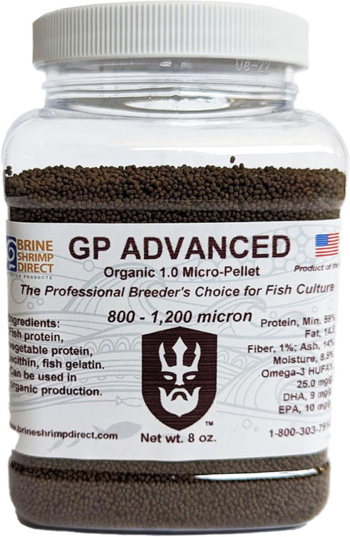 1.0mm 8 OZ. Brine Shrimp Direct GP Advanced Organic Micro-Pellet for Ornamental and Zebrafish