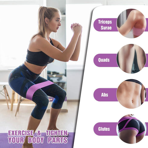 Resistance Bands for Legs and Butt, Fabric Exercise Bands Set, Thick Wide Stretch Fitness Bands, Non-Slip Workout Loop Bands, Booty Hip Bands for Women at Home or Gym by YomiFamily
