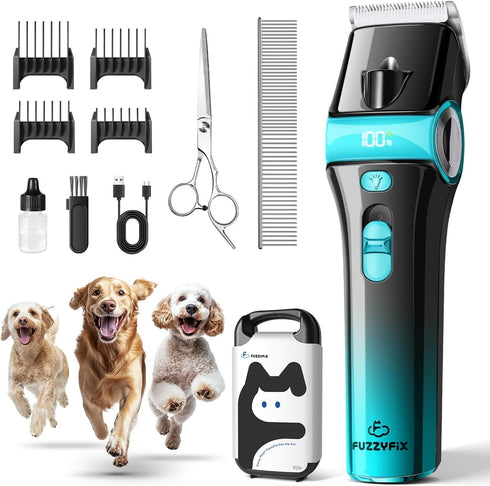 Dog Clippers for Grooming with 5-in-1 Blade, Dog Grooming Kit Cordless Rechargeable