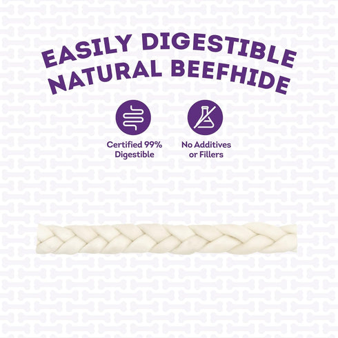 USA Beefhide Braids Dog Chew Treats, Natural Flavor, 12-13", 2 Count/1 Pack